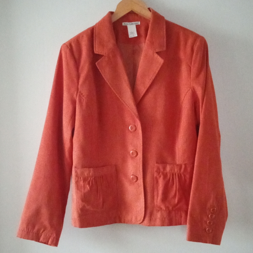 🧡🍊 Orange Women's Blazer | Dalia Collection | Size 12 | Velvet/Suede Texture